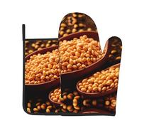GGNKDL Soy Pattern Oven Mitts and Pot Holders Set for Open The lid of The Pot in The Kitchen, Microwave, Oven