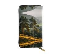 GGNKDL Spruce in the Valley printing Women's leather long handheld wallet large capacity credit card zipper bag