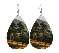 GGNKDL Spruce in the Valley Prints Water droplet pendant earrings and leather earrings, suitable as holiday birthday gifts for women