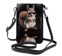 GGNKDL Squirrel wearing glasses printing Crossbody bag, mobile phone bag, women's small wallet, a practical gift suitable for going out, exercising, and shopping