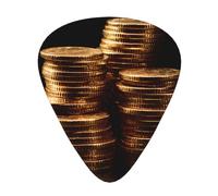 GGNKDL Stacks of gold coins Prints Guitar plectrum 12 pieces with three thickness plectrum combinations suitable for bass and ukulele