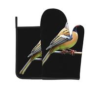 GGNKDL Stadium Sparrow Pattern Oven Mitts and Pot Holders Set for Open The lid of The Pot in The Kitchen, Microwave, Oven
