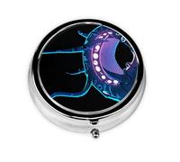 GGNKDL Strange Creature Prints Round Mini Pill Box with 3 compartments for Pill Storage and Portable Travel