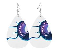 GGNKDL Strange creature Prints Water droplet pendant earrings and leather earrings, suitable as holiday birthday gifts for women