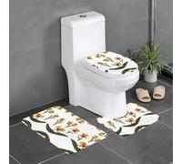 GGNKDL Strange Flowers Pattern 3 Piece Bathroom Rugs Set - Non-Slip Bath Rug Set - Easy to Clean and Maintain - Moisture Blocking and Durable