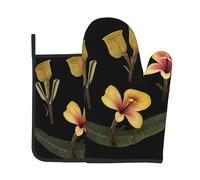 GGNKDL Strange Flowers Pattern Oven Mitts and Pot Holders Set for Open The lid of The Pot in The Kitchen, Microwave, Oven