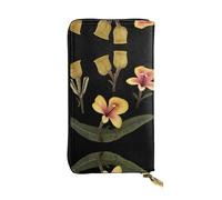 GGNKDL Strange flowers printing Women's leather long handheld wallet large capacity credit card zipper bag