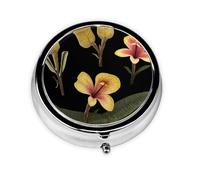 GGNKDL Strange Flowers Prints Round Mini Pill Box with 3 compartments for Pill Storage and Portable Travel