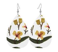GGNKDL Strange flowers Prints Water droplet pendant earrings and leather earrings, suitable as holiday birthday gifts for women