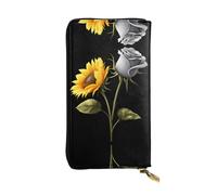 GGNKDL Sunshine and dark night printing Women's leather long handheld wallet large capacity credit card zipper bag