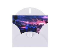 GGNKDL Supercar In Future Sunset Prints Greeting Card - High-End Pearlescent Paper With Dazzling Sparkling Effect