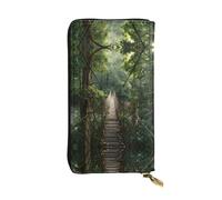 GGNKDL Suspension Bridge in the Rainforest printing Women's leather long handheld wallet large capacity credit card zipper bag