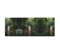 GGNKDL Suspension Bridge in The Rainforest Prints Gaming Mouse pad XXL Large Mouse Mat Long Extended Mouse Pad Desk Mat Non-Slip Rubber Mice Pads Stitched Edges Thin Pad 31.5 x 11.8 x 0.12 in