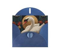 GGNKDL Swan In A Flower Bed Prints Greeting Card - High-End Pearlescent Paper With Dazzling Sparkling Effect