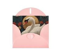 GGNKDL Swan In A Flower Bed Prints Greeting Card - High-End Pearlescent Paper With Dazzling Sparkling Effect