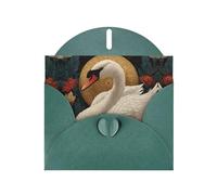 GGNKDL Swan In A Flower Bed Prints Greeting Card - High-End Pearlescent Paper With Dazzling Sparkling Effect