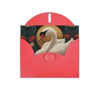GGNKDL Swan In A Flower Bed Prints Greeting Card - High-End Pearlescent Paper With Dazzling Sparkling Effect