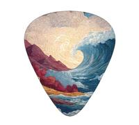 GGNKDL Sweeping waves Prints Guitar plectrum 12 pieces with three thickness plectrum combinations suitable for bass and ukulele