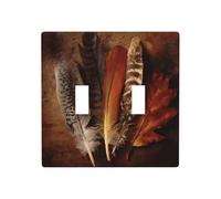 GGNKDL Thanksgiving Turkey Feathers printing Switch cover decorative wall panel suitable for residential and commercial areas 4.5x4.5 In