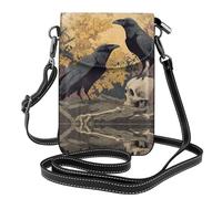 GGNKDL The crow on the skull printing Crossbody bag, mobile phone bag, women's small wallet, a practical gift suitable for going out, exercising, and shopping