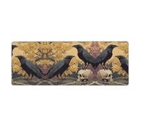 GGNKDL The Crow on The Skull Prints Gaming Mouse pad XXL Large Mouse Mat Long Extended Mouse Pad Desk Mat Non-Slip Rubber Mice Pads Stitched Edges Thin Pad 31.5 x 11.8 x 0.12 in