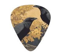 GGNKDL The crow on the skull Prints Guitar plectrum 12 pieces with three thickness plectrum combinations suitable for bass and ukulele