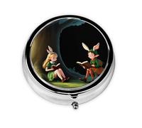 GGNKDL The Elf of Learning Magic Books Prints Round Mini Pill Box with 3 compartments for Pill Storage and Portable Travel