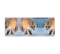 GGNKDL The Fox Who Stepped on Snow Prints Gaming Mouse pad XXL Large Mouse Mat Long Extended Mouse Pad Desk Mat Non-Slip Rubber Mice Pads Stitched Edges Thin Pad 31.5 x 11.8 x 0.12 in