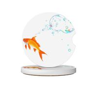 GGNKDL The Goldfish That Spits Bubbles Printing Car Coasters 2 Absorbent Ceramic Anti Slip Beverage Pads, car Decorations