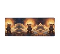 GGNKDL The Little Bear on The Planet Prints Gaming Mouse pad XXL Large Mouse Mat Long Extended Mouse Pad Desk Mat Non-Slip Rubber Mice Pads Stitched Edges Thin Pad 31.5 x 11.8 x 0.12 in