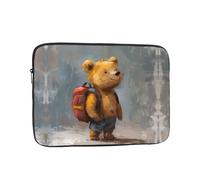 GGNKDL The Little Bear Traveling Around The World Pattern Shockproof Portable Laptop Sleeve Bag 10 inch for Men Women Business Travel, Office Daily Use