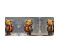 GGNKDL The Little Bear Traveling Around The World Prints Gaming Mouse pad XXL Large Mouse Mat Long Extended Mouse Pad Desk Mat Non-Slip Rubber Mice Pads Stitched Edges Thin Pad 31.5 x 11.8 x 0.12 in
