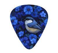GGNKDL The little bird in the blue flower Prints Guitar plectrum 12 pieces with three thickness plectrum combinations suitable for bass and ukulele