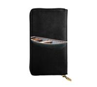 GGNKDL The lonely boat printing Women's leather long handheld wallet large capacity credit card zipper bag