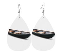 GGNKDL The lonely boat Prints Water droplet pendant earrings and leather earrings, suitable as holiday birthday gifts for women