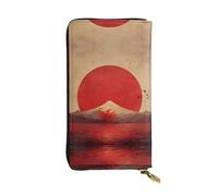 GGNKDL The rising sun printing Women's leather long handheld wallet large capacity credit card zipper bag