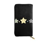 GGNKDL Three little stars printing Women's leather long handheld wallet large capacity credit card zipper bag