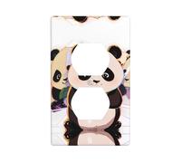 GGNKDL Three pandas printing Dual socket wall panel household power cover durable for decorative sockets and switches