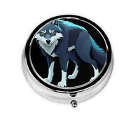 GGNKDL Topo Map Wolf Pack Prints Round Mini Pill Box with 3 compartments for Pill Storage and Portable Travel