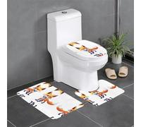 GGNKDL Trailblazer Fox Pattern 3 Piece Bathroom Rugs Set - Non-Slip Bath Rug Set - Easy to Clean and Maintain - Moisture Blocking and Durable