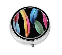 GGNKDL Tropical Parrot Feathers Prints Round Mini Pill Box with 3 compartments for Pill Storage and Portable Travel