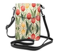 GGNKDL Tulip illustration pattern printing Crossbody bag, mobile phone bag, women's small wallet, a practical gift suitable for going out, exercising, and shopping
