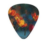 GGNKDL Tulips in the car window Prints Guitar plectrum 12 pieces with three thickness plectrum combinations suitable for bass and ukulele