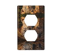 GGNKDL Two leopard brothers printing Dual socket wall panel household power cover durable for decorative sockets and switches