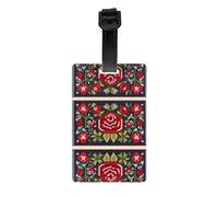 GGNKDL Ukrainian Embroidery Style Rose Prints Luggage Tags and Travel Bag Tags are Suitable for Both Men and Women to Prevent Luggage