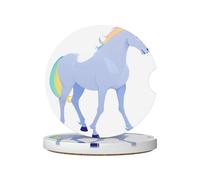 GGNKDL Unicorn Silhouette Printing Car Coasters 2 Absorbent Ceramic Anti Slip Beverage Pads, car Decorations