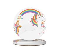 GGNKDL Unicorns Across The Rainbow Printing Car Coasters 2 Absorbent Ceramic Anti Slip Beverage Pads, car Decorations