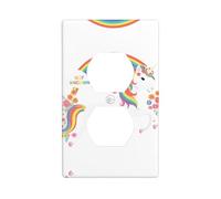 GGNKDL Unicorns across the rainbow printing Dual socket wall panel household power cover durable for decorative sockets and switches