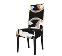 GGNKDL Unicorns Across The Rainbow Prints Restaurant Chair Covers are Detachable, Super Elastic, and Washable, Suitable for Kitchens