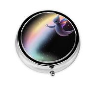 GGNKDL Unidentified Creatures in The Starry Sky Prints Round Mini Pill Box with 3 compartments for Pill Storage and Portable Travel